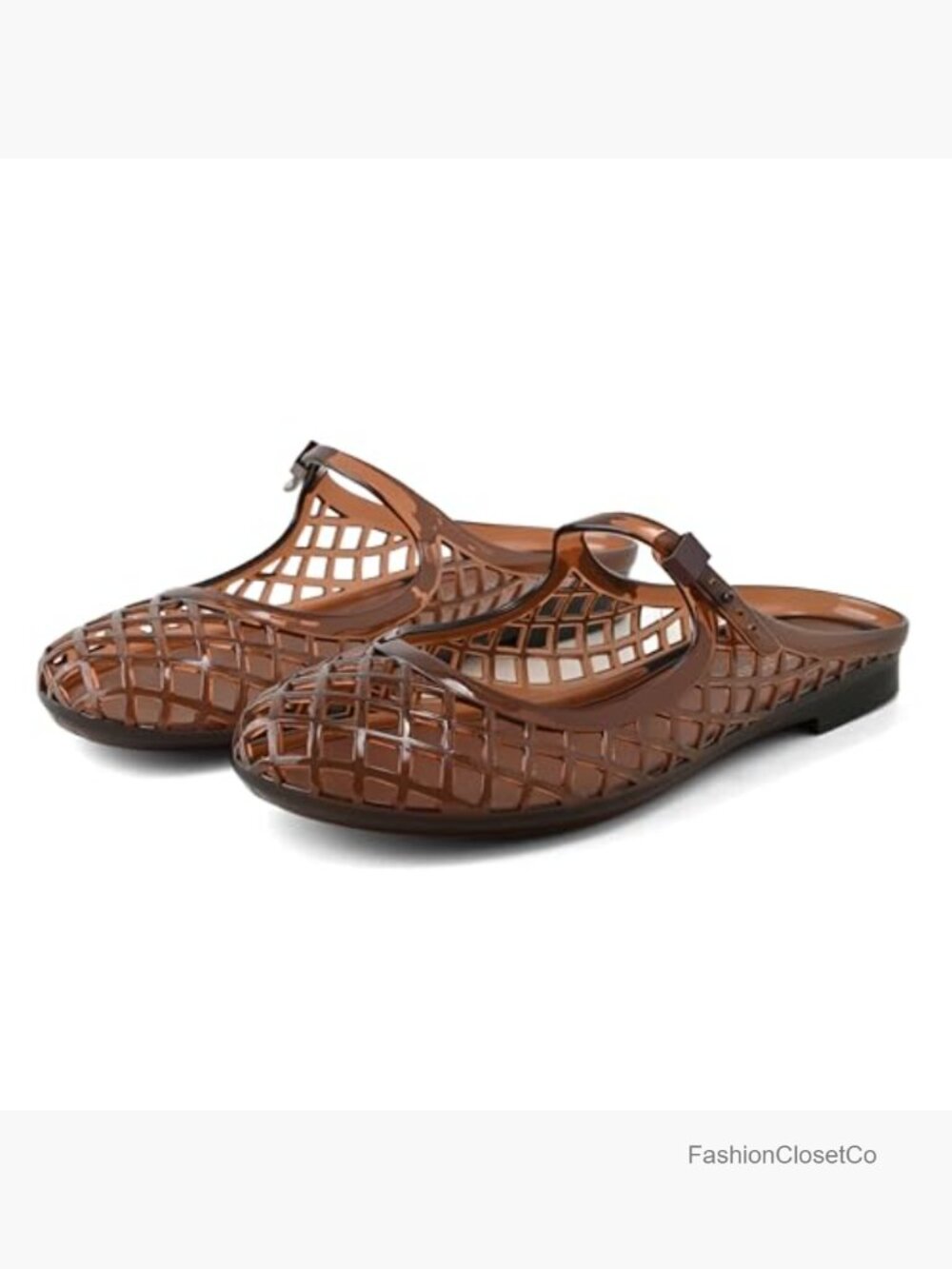 See-Through Mesh Mary Jane Flats Closed Toe Slip On Breathable Flat Sandals - Picture 4 of 7